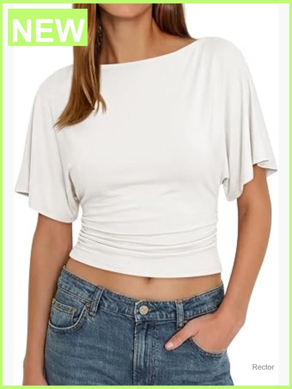 Women's Wrap Top Short Sleeve Boat Neck Tie Waist Blouse
